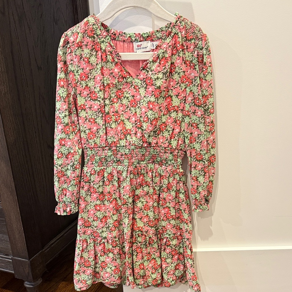 Vineyard Vines Pink and Green Floral Kids Dress